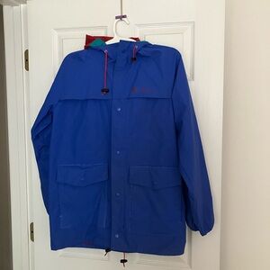 Vintage Columbia Rain Jacket Men’s S Blue Red Green 90s Colorblock PVC Shell